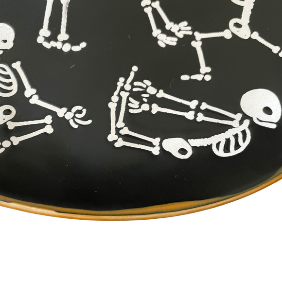 Eli + Ana Halloween Skeleton Namaste Yoga Dinner Plates 11" Set Of 4 Spooky New - Picture 6 of 10